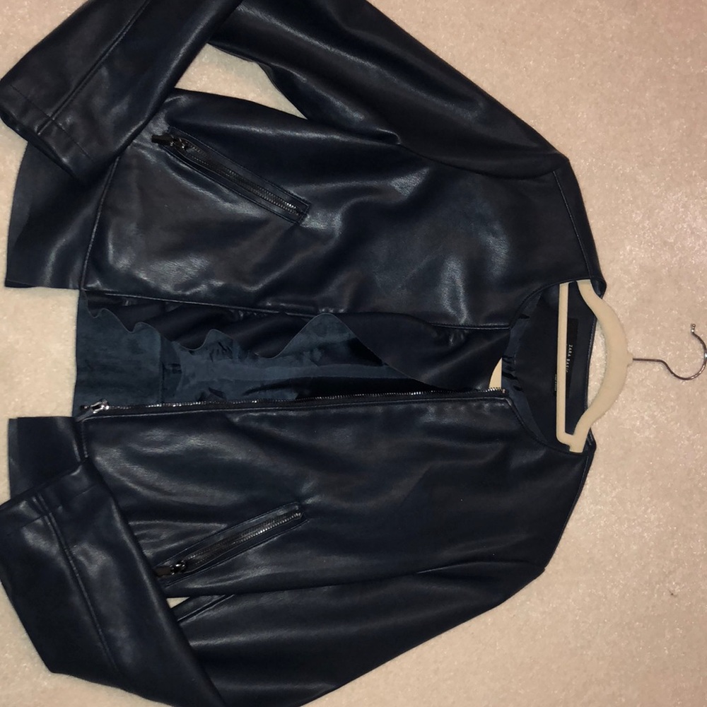 Leather navy jacket